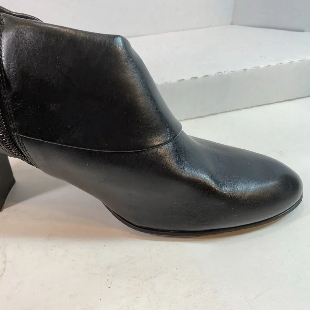 Dockers Women's Zippered Faux Black Leather Block Heel Ankle Boots Booties 11 M‎